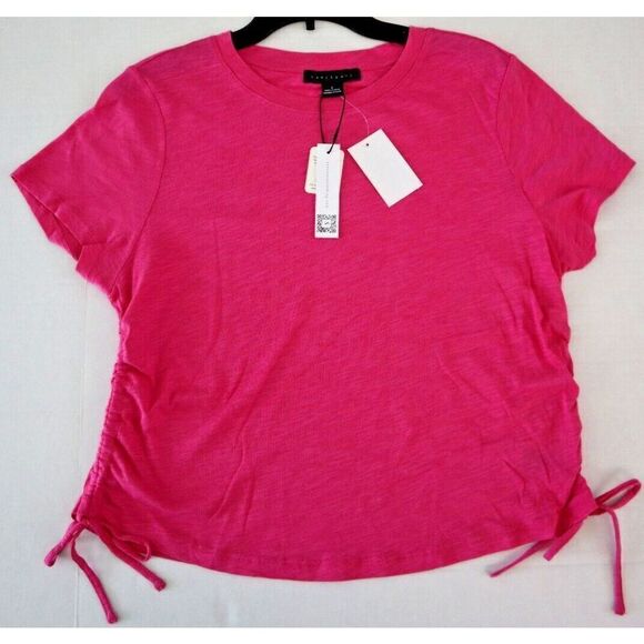 Sanctuary CT3342XK6 Women's Sz Large Tart Pink Side Drawstring Crew Neck T-Shirt - Picture 6 of 7